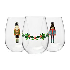 Komplet 3 szklanek świątecznych Krosno Jolly, dziadek do orzechów, 500 ml
