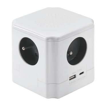 HYKKER_Przedłużacz kostka Hykker, 4 gniazda, USB-A, USB-C, biały_1
