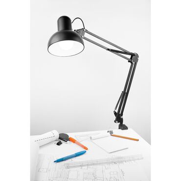 Lampka biurkowa kreślarska Tracer Artista, metalowa, czarna