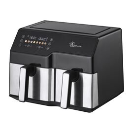 Frytkownica beztłuszczowa Extralink, 2 komory, 2500 W, 6 l i 4 l, czarno-srebrna