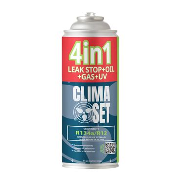 CLIMASET_Gaz do klimatyzacji ClimaSet 4w1 R134a 626 g, z przewodem z manometrem i latarką UV_2
