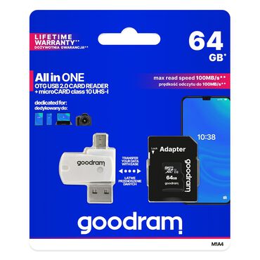 GOODRAM_Karta pamięci Goodram M1A4 Micro SDXC 64 GB, klasa 10, z adapterem i czytnikiem kart_1