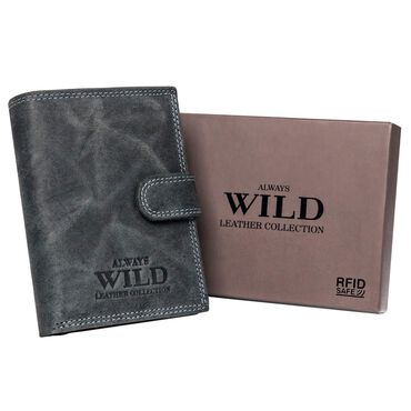 ALWAYS WILD_Pionowy nubukowy portfel z zapinką Always Wild, 13 x 10 x 2,5 cm_1