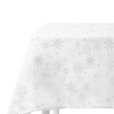 HOMLA_Obrus Silver Snow, biały, w śnieżynki, 150 x 220 cm_1