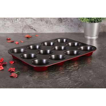 Forma do pieczenia muffinek BURGUNDY, 35 x 26,5 x 3 cm, czerwona