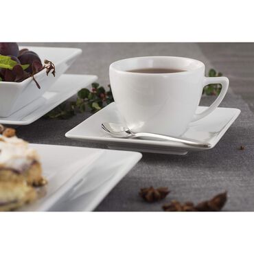 Zestaw obiadowo-kawowy z porcelany na 6 osób Lubiana Classic, 30 elementów, biały