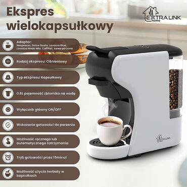 Ekspres wielokapsułkowy Extralink Home, 6 systemów kapsułek, czarno-biały