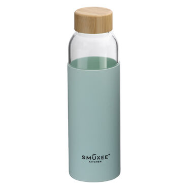 SMUKEE_Butelka na napoje, z bambusową pokrywką, 500 ml, miętowy_1
