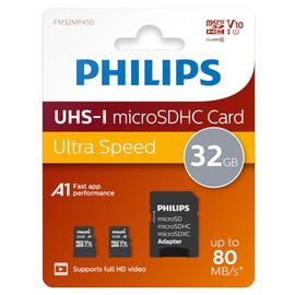 Karta pamięci Philips microSDHC 32 GB, klasa 10, UHS-I U1, z adapterem, 2 sztuki