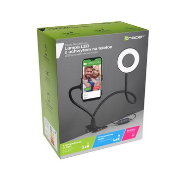 Lampa pierścieniowa Tracer Ring 8,5 cm, z uchwytem na telefon