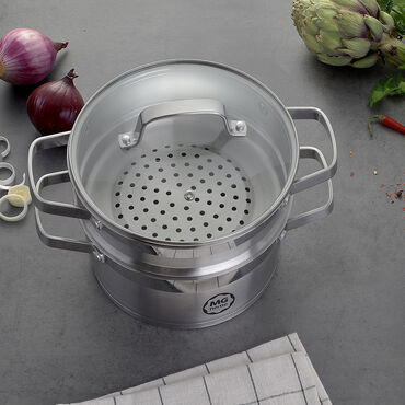 MG HOME_Garnek z wkładką na parę PROFESSIONAL , 20 cm, srebrny, 3,6 l_5