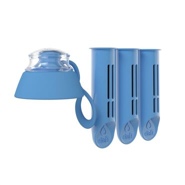 Zestaw 3 filtrów do butelki filtrującej, niebieskie + zakrętka