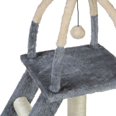DRAPAK DLA KOTA, 70 CM, SZARY, legowisko z zabawką i drabinką