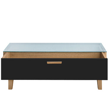 Stolik kawowy 90 x 35 x 60 cm Frisk, z przeszklonym blatem, czarny