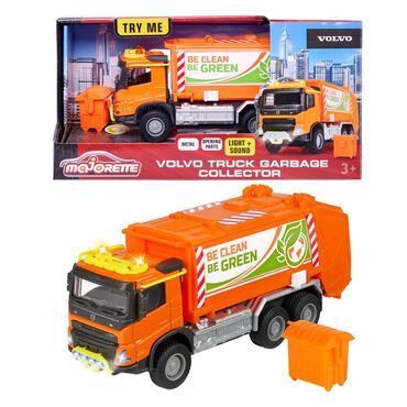 MAJORETTE_Pojazd metalowy śmieciarka Volvo Grand Series, 19 cm, światło i dźwięk_1