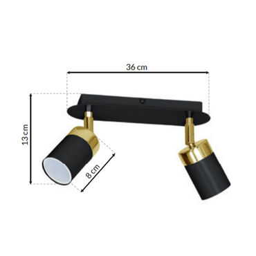 Lampa sufitowa Milagro Joker 2 x GU10, czarno-złota
