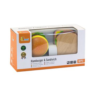 VIGA TOYS_Zestaw do krojenia Viga Toys, drewniany, hamburger i kanapka_1