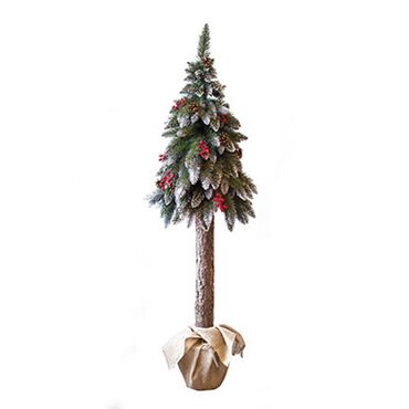JUMI_Choinka sztuczna szkliwiona 150 cm, na pniu, zdobiona1