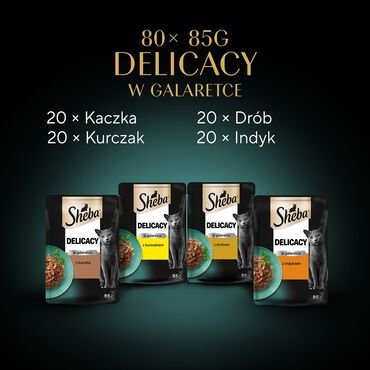 Mokra karma Sheba Delicacy Fine Flakes Drobiowe Smaki, dla dorosłych kotów, 80 x 85 g