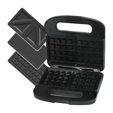 EXTRALINK_Opiekacz do kanapek Smart Life, 1000 W, z wymiennymi płytkami, czarny_1