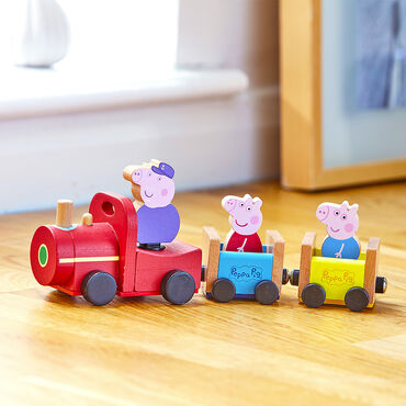 PEPPA_Zestaw drewniany pociąg z figurką Peppa, podstawka Drop & Play_5