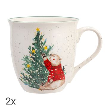 ALTOM DESIGN_Porcelanowe Kubki bryłka duża choinka Altom, zestaw 2 sztuki, z wywiniętym rantem_1