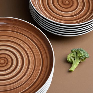 Zestaw obiadowy z porcelany na 6 osób Chodzież City, 18 elementów, brązowy