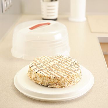 Pojemnik na tort z pokrywką, okrągły, biały