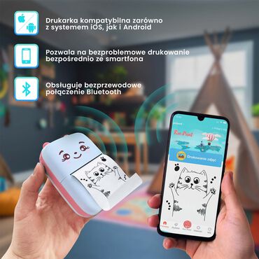 Mini drukarka termiczna Extralink, różowa, bluetooth