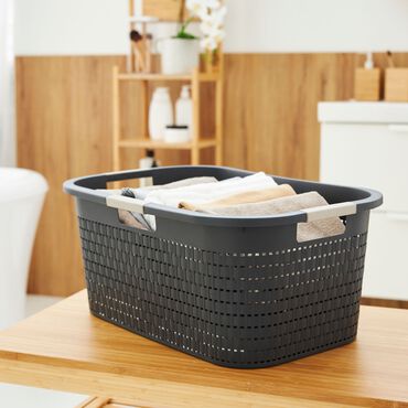 Kosz na pranie Rotho Country, 40 L, czarny