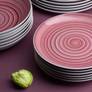 Zestaw obiadowy z porcelany na 6 osób Chodzież City, 18 elementów, różowy