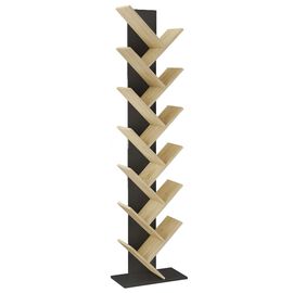 Regał na książki Jumi, 222 cm, czarny / dąb sonoma