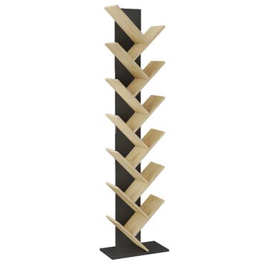 JUMI_Regał na książki Jumi, 222 cm, czarny / dąb sonoma_1