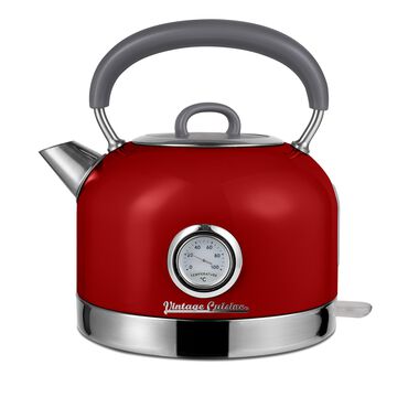 Czajnik elektryczny stalowy Vintage Cuisine, 1,7 l, 2200 W, z termometrem, czerwony