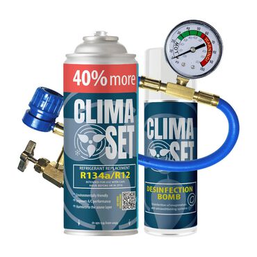 CLIMASET_Gaz do klimatyzacji ClimaSet R134a 626 g, z przewodem z manometrem i odświeżaczem do klimatyzacji_1