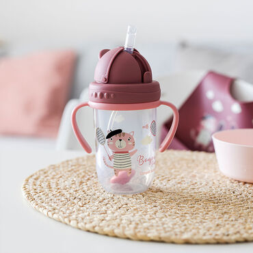 CANPOL BABIES_BONJOUR PARIS Kubek niekapek, 270 ml, czerwony, rurka i odważnik_5