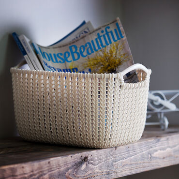 Kosz prostokątny KNIT, kremowy, S