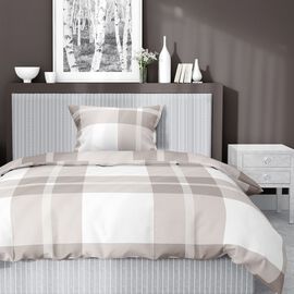 Pościel satynowa 140 x 200 cm Home Satin, beżowa krata