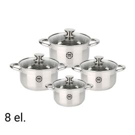 Zestaw garnków MG Home Moderno Brushed Steel, 8 elementów, stal szczotkowana