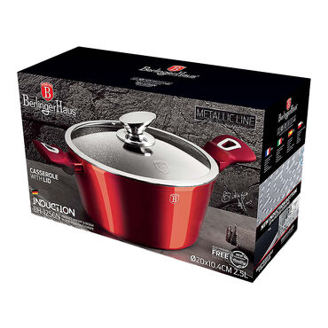 Garnek z pokrywką szklaną 4,1 l Burgundy, system Turbo Induction