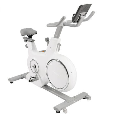 Rower spinningowy, biały, 8 poziomów oporu, Bluetooth
