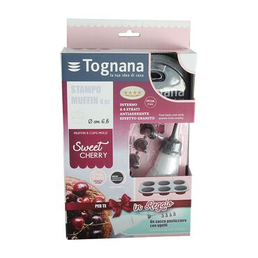 TOGNANA_Forma na 6 muffinów Tognana Sweet Cherry, z rękawem do dekoracji, bordowa_2