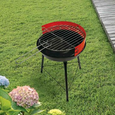 JOINCO_Grill ogrodowy węglowy Joinco, z osłoną przeciwwiatrową, czarno-czerwony1