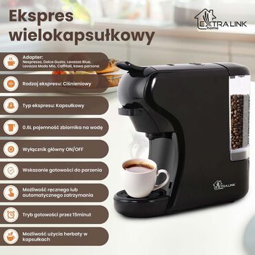 EXTRALINK_Ekspres wielokapsułkowy Extralink Home, 5 wkładów na kapsułki i wkład na kawę mieloną, czarny_3
