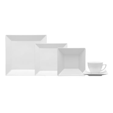 Zestaw obiadowo-kawowy z porcelany na 6 osób Lubiana Classic, 30 elementów, biały