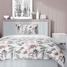 Pościel satynowa 140 x 200 cm Home Satin, szara w kwiaty