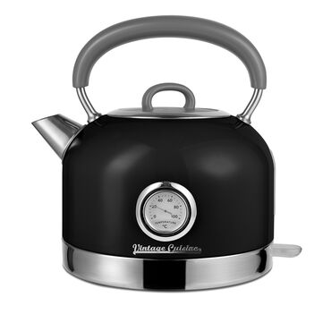 Czajnik elektryczny stalowy Vintage Cuisine, 1,7 l, 2200 W, z termometrem, czarny