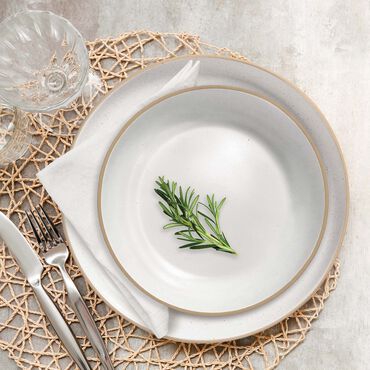 Zestaw obiadowy z kamionki na 6 osób MG Home Artena White, 18 elementów, biały