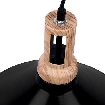 KONSIMO_Lampa wisząca Trian, 35 cm, czarna z drewnianą wstawką_3