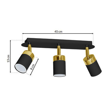 Lampa sufitowa Milagro Joker 3 x GU10, czarno-złota